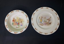 Royal Doulton Bunnykins Nursery Salad Plate and TV Time Rim Cereal Bowl