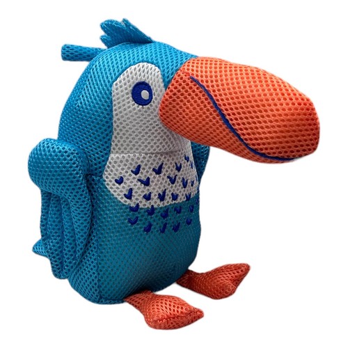 Walmart Your Zone Toucan Bird Plush Stuffed Animal 9” Tall Aqua & Orange Dog Toy
