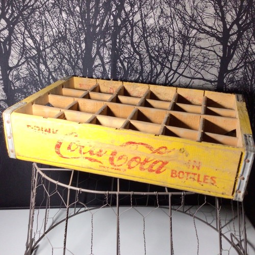 COCA-COLA Wood Yellow Crate Carrier Coke Metal 24 Bottle Jefferson City Mo. VTG - Picture 3 of 9