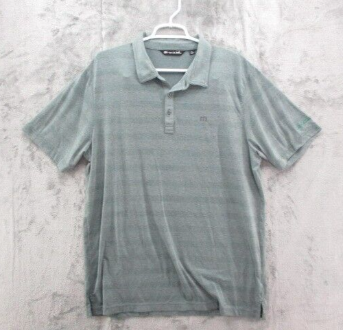 Travis Mathew Shirt Mens Extra Large Green Gray Stripe Golf Polo Stretch Golfer - Picture 1 of 11