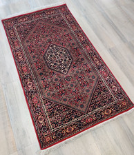 Vintage Hand Knotted Rug 3 x 5 Bijar Medallion 100% Wool Authentic Handmade Rug