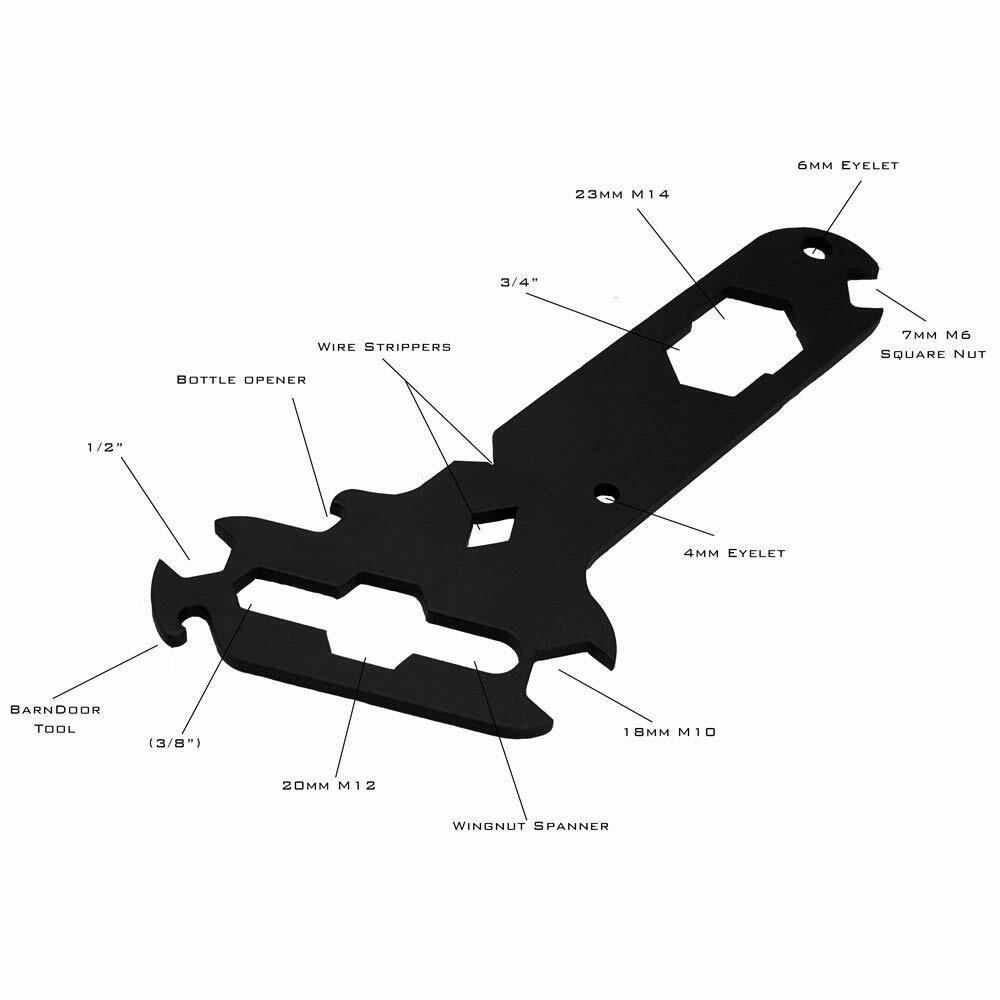 DIRTY RIGGER BLACK MULTITOOL 14-IN-1 - 3 | 8″ 1 | 2″ 3 | 4″ 너트 도구 - 멀티  도구-Freehip.co.kr