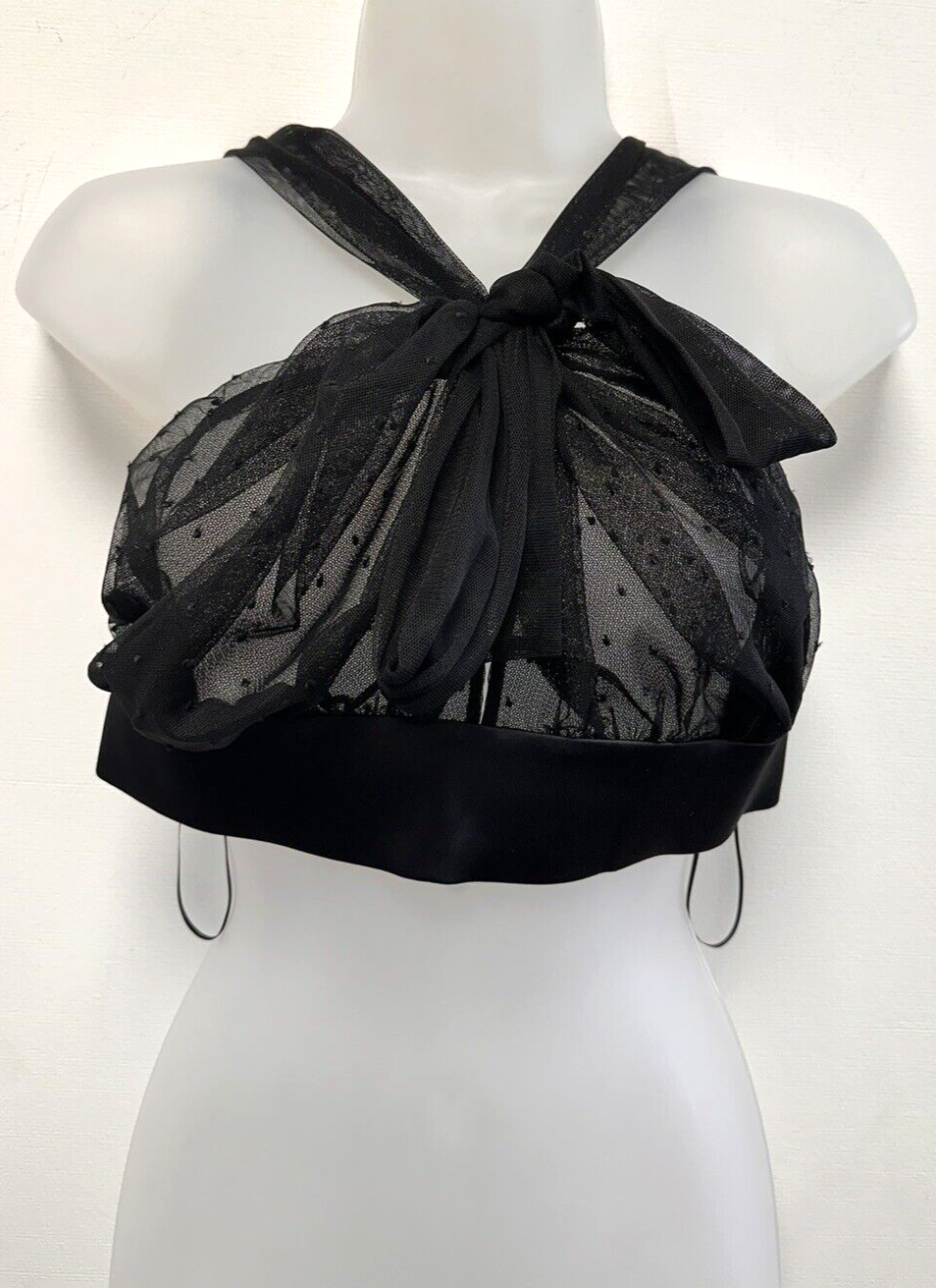 NEW! M&S Boutique Marks & Spencer UK12 black spot mesh sheer non-wired bralette