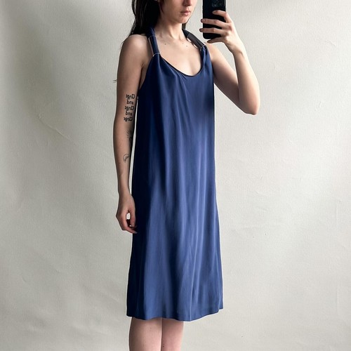 Vestido Maison Margiela Vintage Años 00 Azul Seda con Acentos Acrílicos s/m - Imagen 5 de 7