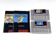 Super Mario World Nintendo SNES & Super Mario All Stars With Manuels - Tested