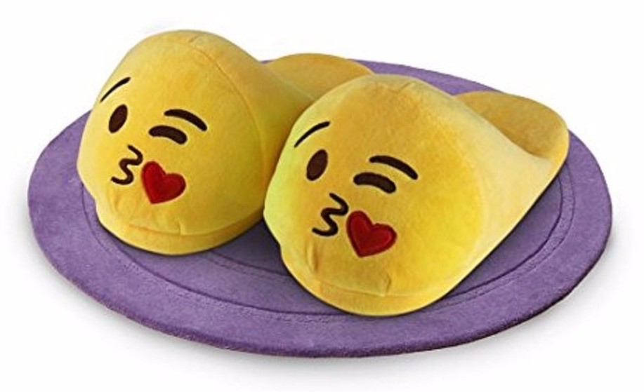 PANTOFOLA D’ORO Pantofole da lancio Emoji Emoticon imbottite morbide peluche taglia 7 8 nuovissime!