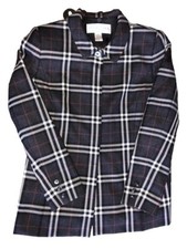 DONCASTER women's wool JACKET retro black red white plaid hidden button sz 10