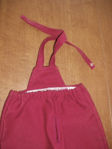 Any Plush Tailed Animal BEAR Bib Overalls Clothing Burgundy Medium see measure - Picture 3 of 3