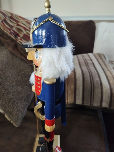 Holiday Inspirations Nutcracker Soldier Blue Coat Wood Sword Jo-Ann Vintage 15" - Picture 5 of 14