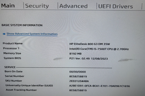 HP EliteDesk 800 G3 Mini, i5-7500T CPU @ 2.70GHz, 8GB, NO SSD/OS - Afbeelding 2 van 7