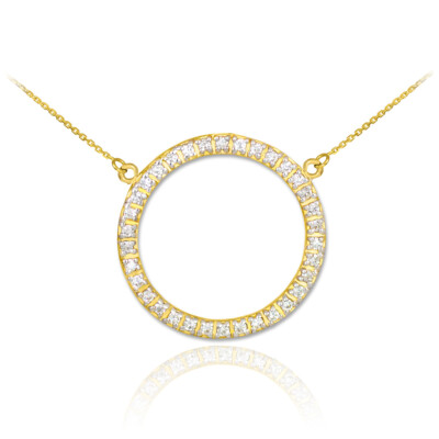 14K Gold Eternity Circle of Life Diamond Necklace
