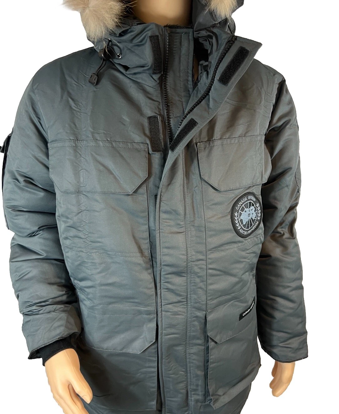 Mens Jacket Small Winter Warm Goose Charcoal Grey