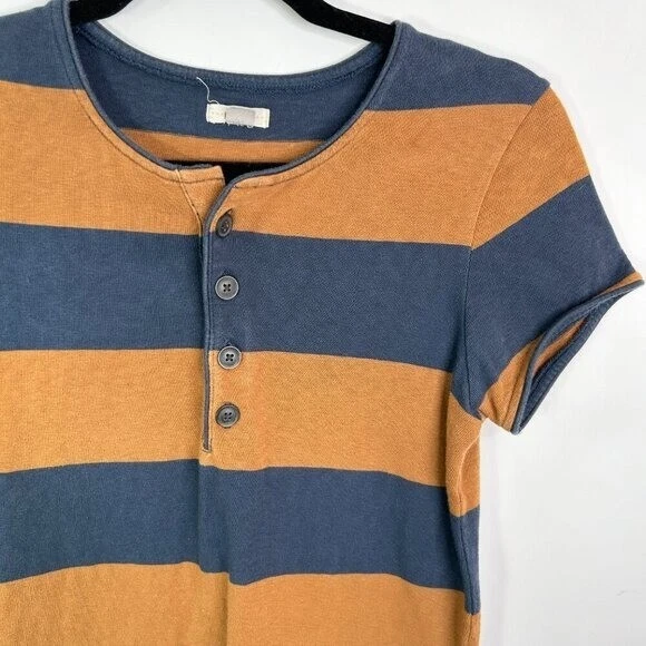 Vestido para mujer Fossil manga corta marrón y azul con bolsillos talla S Foto 3 de 4