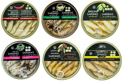 GRILLED CATCH Riga Sprats Sardines in Oil Product of Latvia 5.6 oz (6 pack)