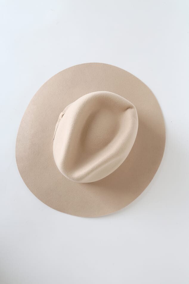 100 percent wool cream Is Wyeth Lila wide brim fedora New Lila Beige Wool Wide-Brim Fedora Hat One Size | eBay main image 3