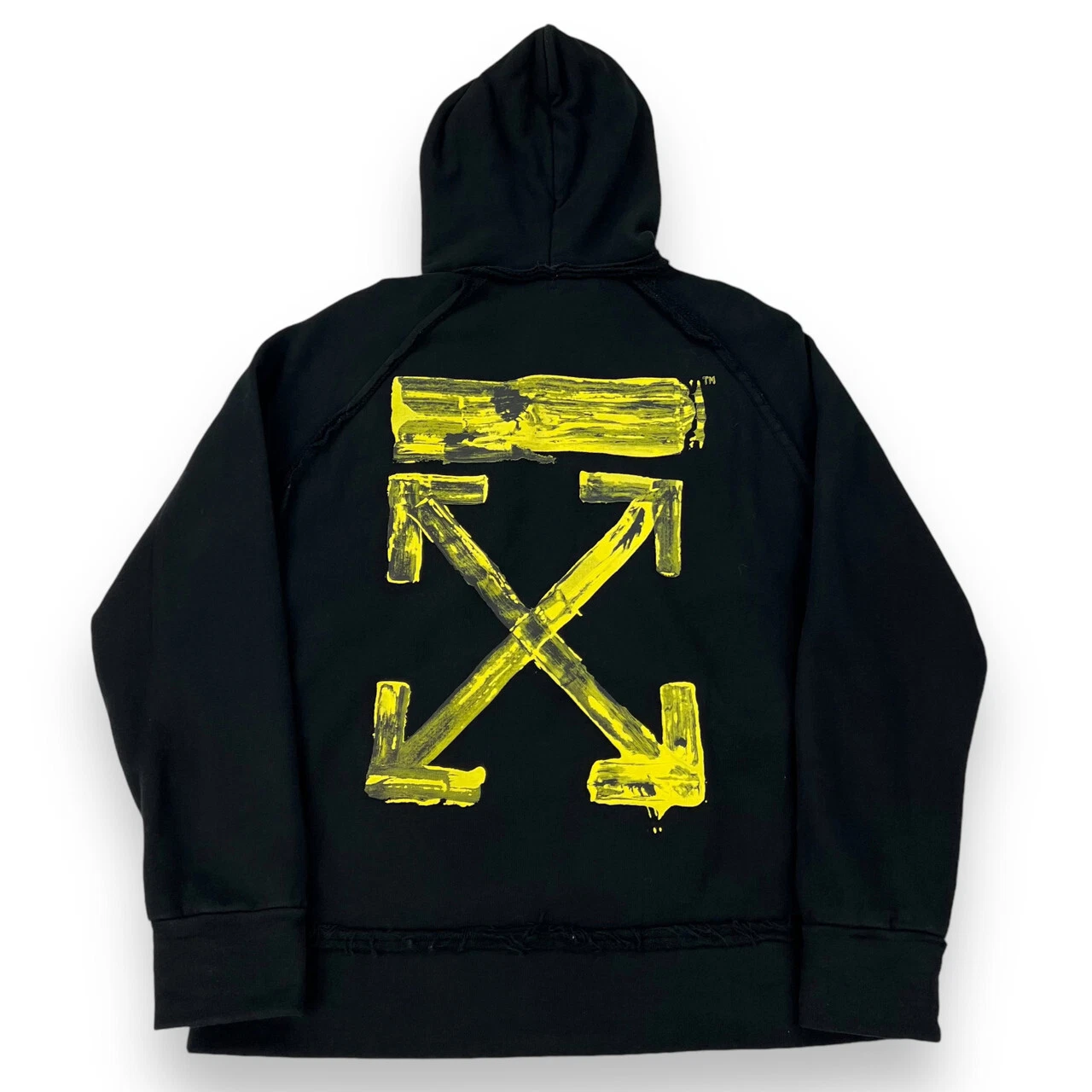 Felpa con cappuccio Off White giallo acrilico frecce