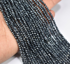 3.25mm Black Spinal Silver Coated Faceted Rondelle Gemstone Beads 13" 1 Strand