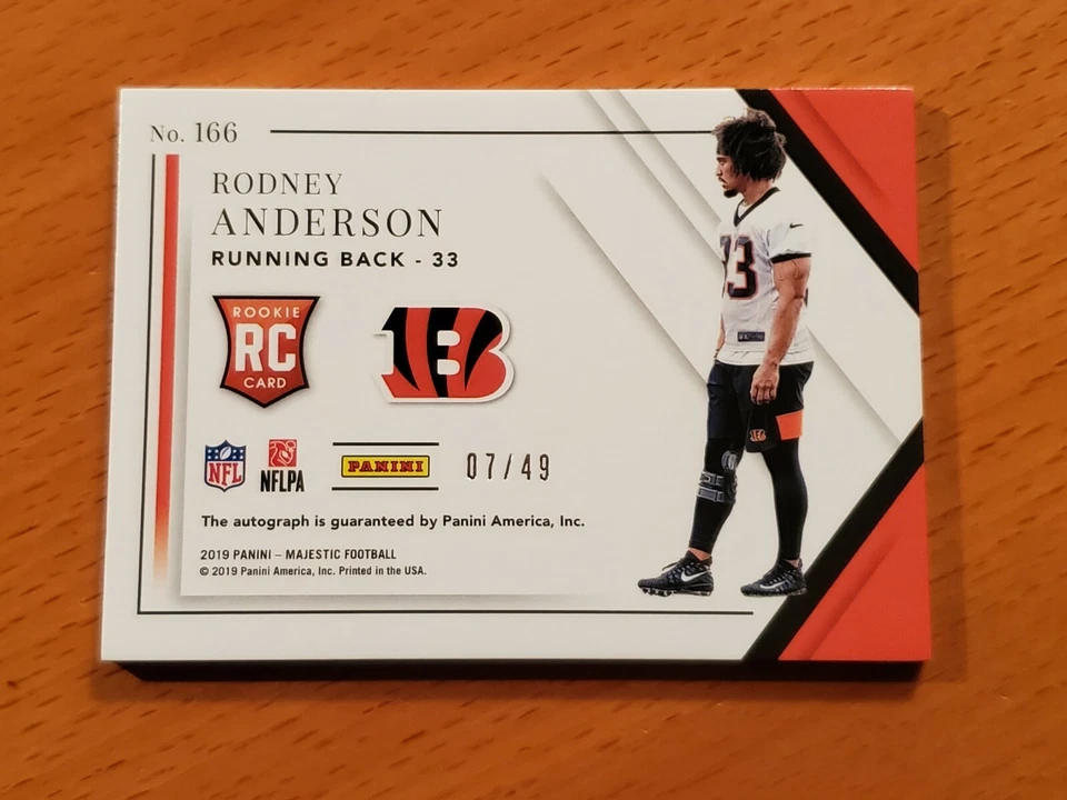 2019 Majestic Gold Rookie Auto #166 Rodney Anderson Oklahoma Bengals #'d 7/49 - Image 2 of 2