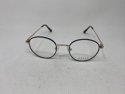 EAGLE EYEWEAR EG004 C4 43-19-140 BLACK GOLD ROUND EYEGLASSES FRAME W275