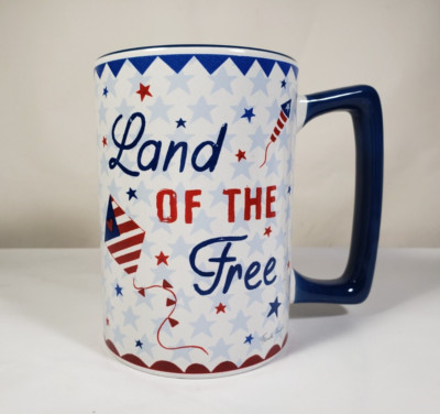 America the Beautiful Land of The Free Farida Zaman Art Coffee Mug Patriotic USA