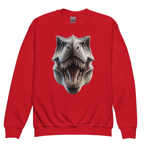 Kids Tyrannosaurus Rex crewneck sweatshirt, childs T-rex jumper dinosaur gift. - Picture 11 of 12
