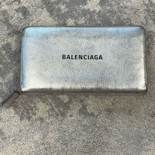 Balenciaga Long Continental Zip Around Wallet Silver Metallic Ville Leather