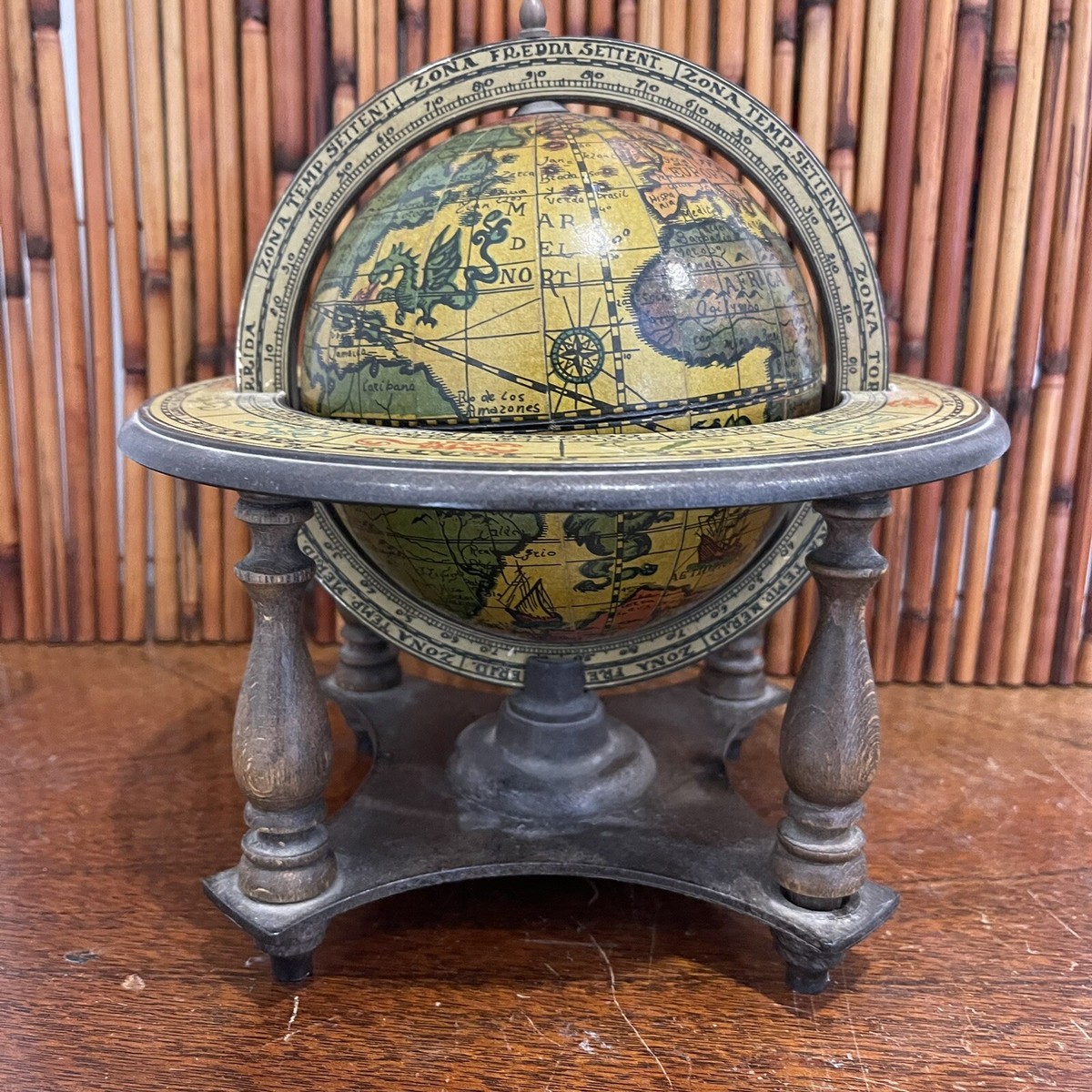 Vintage Old World Globe Zodiac Signs - Desk Top Decor -Music Box