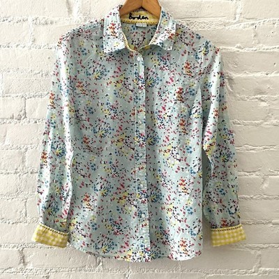 Boden Floral Button Front Shirt Sienna Colorful Ditsy Print Cotton Blouse US 6