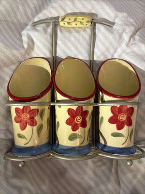 Pfaltzgraff Napoli Flatware Caddy Silverware Utensil Holder With Stand