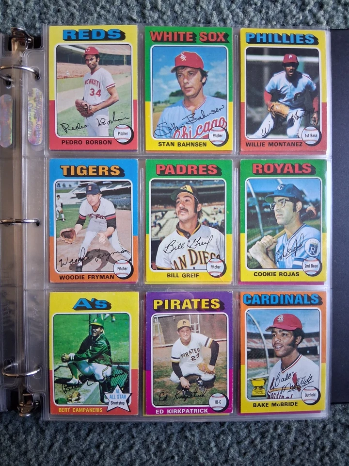 1975 TOPPS BASEBALL PARTIAL COMPLETE SET LOT(203/660)w/STARS,RC's,HOF - Image 4 of 4