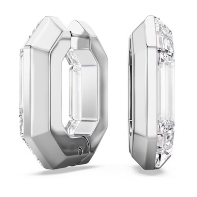 Swarovski Crystal Lucent Hoop Earrings, Octagon Shape, Small, White 5696289