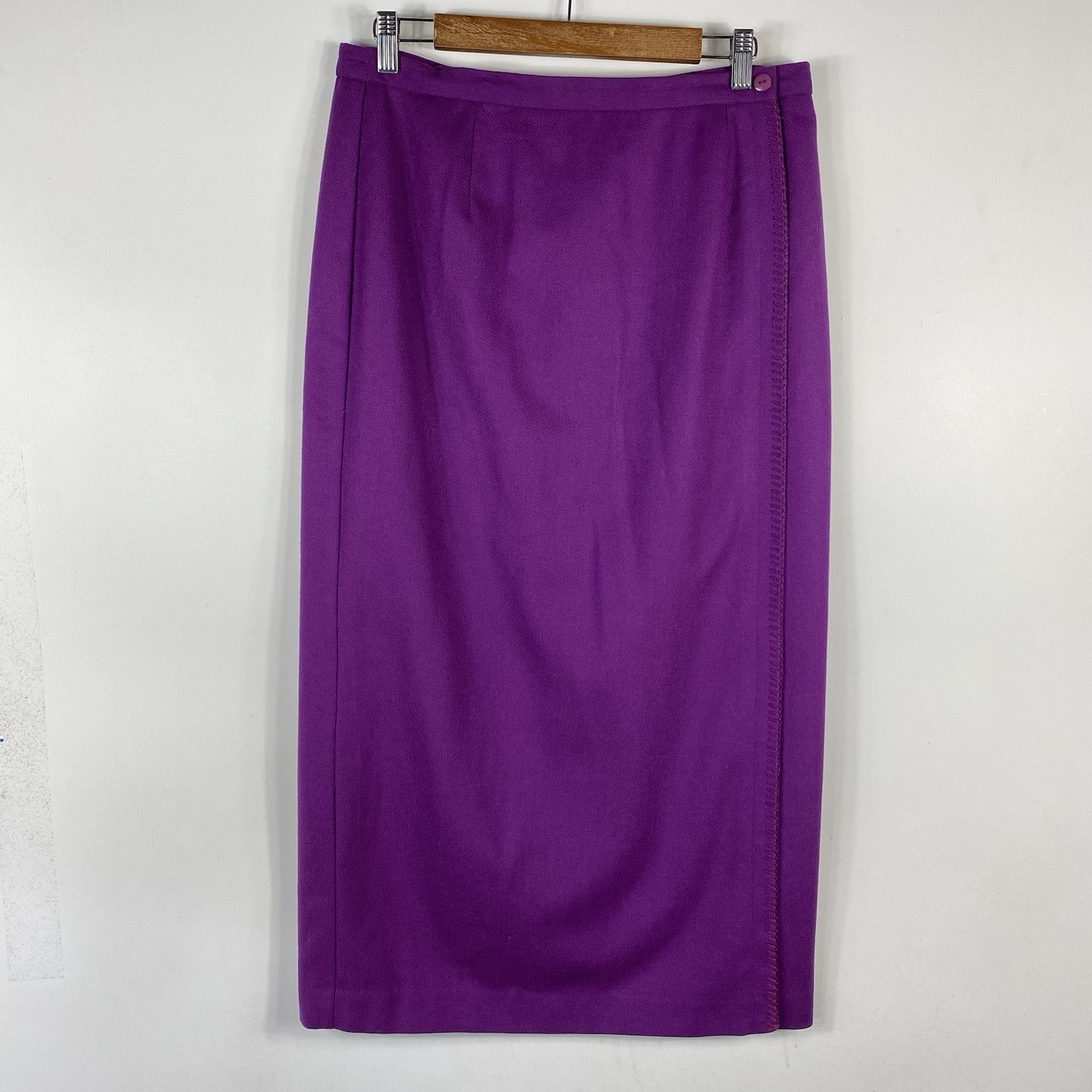 Requirements Maxi Skirt 12 Purple 100% Pure Wool Wrap Vintage-image