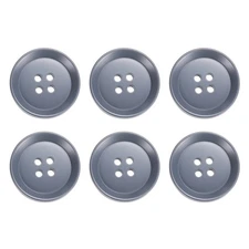 6pcs Sewing Button 30m 4 Holes Resin Round Craft Buttons, Grey
