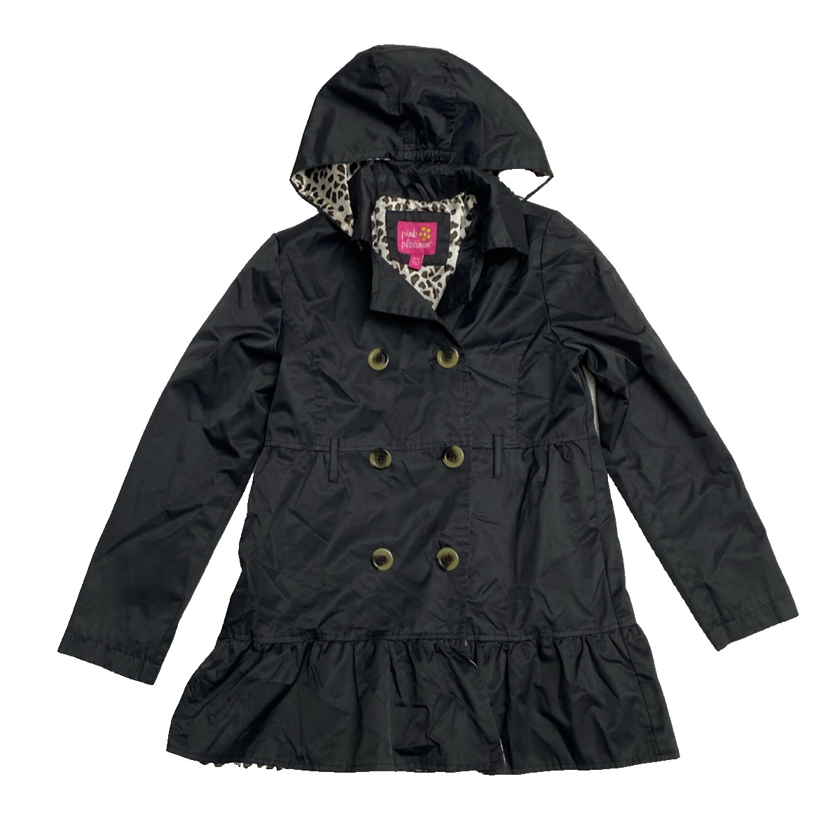 Size 10/12 Jacket Black Hooded Dressy Button Up