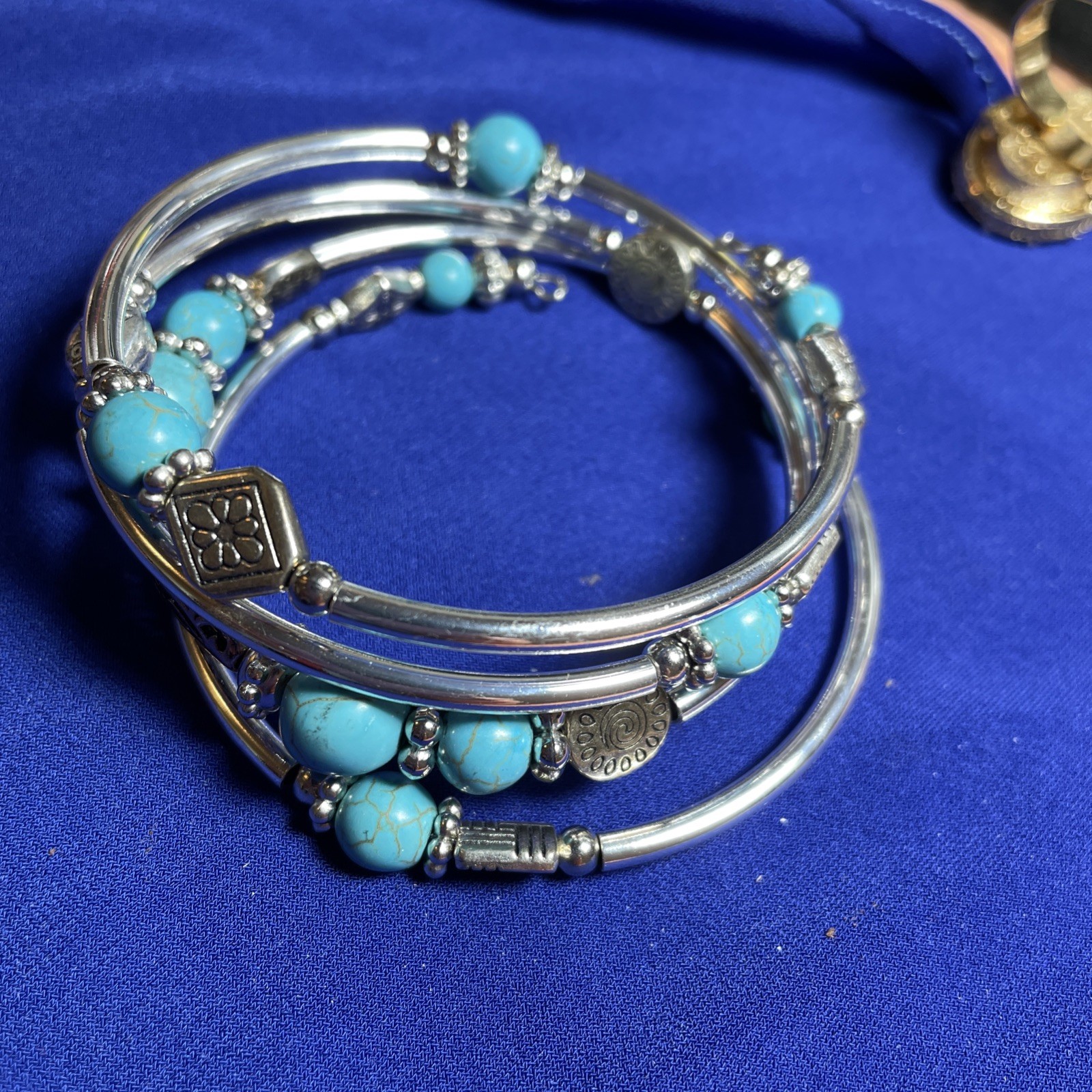 BULINLIN Layered Wrap Bangle Turquoise Bracelet -… - image 3