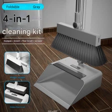 4in1 Broom and Dustpan Set Lightweight Upright Lobby Broom and Dust Pan Combo-=/
