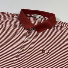 Peter Millar Boston Golf Club Polo Shirt Cotton Striped Red White Men's Large