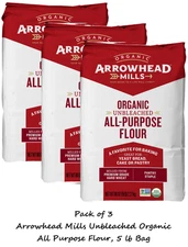 Arrowhead Mills Unbleached Organic All Purpose Flour, 5 lb Bag (3 Pack)