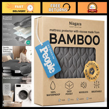 Queen Size Waterproof Noiseless Breathable Mattress Protector - Gray Cover