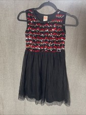 Wonder Nation Girls Black Red Silver Sequin Tulle Dress
