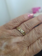 9ct Gold Diamond  Band Ring. Size K. Used. Ex Condition