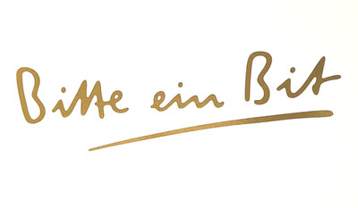 Werbe-Aufkleber Bitburger Pils Bitte ein Bit Bier Schriftzug in metallic gold