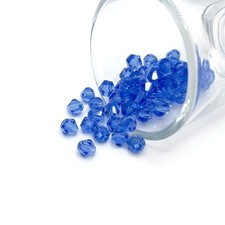 6x6mm Blue Bicone Beads, Imitation Crystal, Grade AA - US Seller