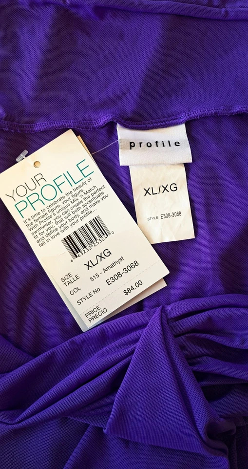 NUEVO CON ETIQUETAS Perfil Púrpura Traje de Baño Falda Mujer Talla XL Amatista Nuevo Elástico Fluido  Foto 4 de 4