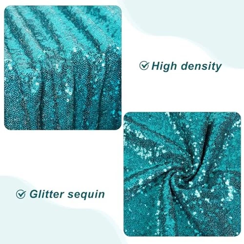  Sobreposição de toalha de mesa de lantejoulas 50 X 50 polegadas para festa de casamento 50 x 50 (quadrado) azul-petróleo - Imagem 2 de 4