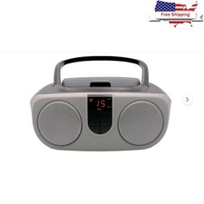 Portable CD Boombox W/ AM FM Radio LED Display Aux Input  Wall Adapter New