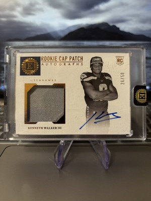Kenneth Walker III Rookie Cap Patch On-Card Auto /50: 2022 Encased Football. KC