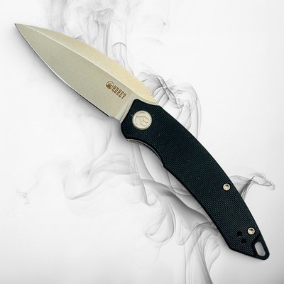 Kubey Leaf KU333A (KUB333A) Front Flipper Black G10 AUS-10 Spear Point Blade