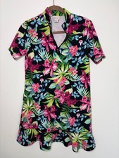 Tommy Bahama Racquet & Paddle Floral Zip-Front Dress - M