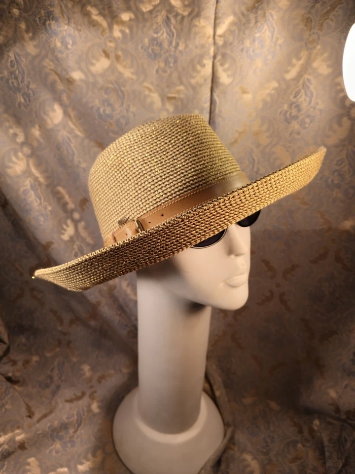 SOMBRERO VAQUERO FEDORA PANAMÁ SALMUERA ANCHA DORADO COLECCIÓN ESCALA MUJER Foto 2 de 4